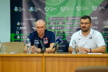Yuzhnuy, Odessa, Ukr - 4 Şubat 2020: Khimik Yuzhnuy maçı sırasında efsanevi Avrupa teknik direktörü Massimo Barbolini (Igor Gorgonzola Novara) - Igor Gorgonzola Novara Italy. Voleybol Kadınlar Ligi