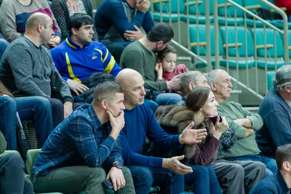 Odessa Ucraina Cirka Febbraio 2020 Spettatori Stand Palestra Durante Partita — Foto Stock