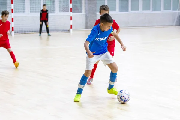 Odessa Ukraine Dezember 2019 Kleine Jungen Kinder Spielen Mini Fußball — Stockfoto