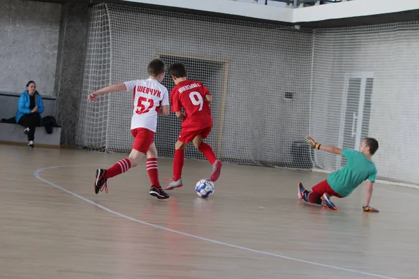 Odessa Oekraïne December 2019 Kleine Jongens Kinderen Spelen Mini Voetbal — Stockfoto