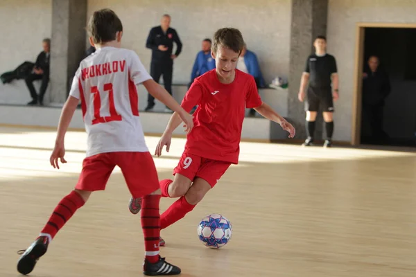 Odessa Ukraine Dezember 2019 Kleine Jungen Kinder Spielen Mini Fußball — Stockfoto