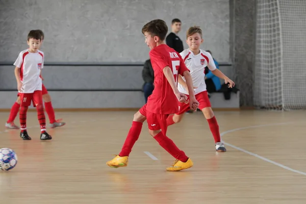 Odessa Ukraine Dezember 2019 Kleine Jungen Kinder Spielen Mini Fußball — Stockfoto