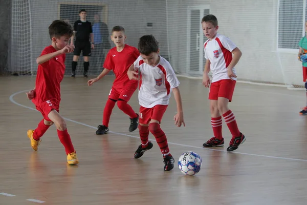 Odessa Ukraine Dezember 2019 Kleine Jungen Kinder Spielen Mini Fußball — Stockfoto