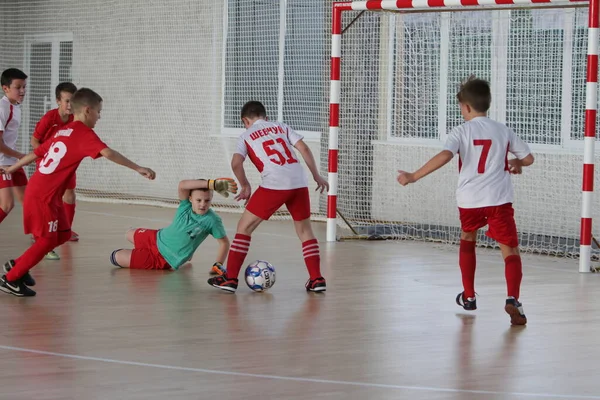 Odessa Ucraina Decembrie 2019 Băieții Mici Copiii Joacă Mini Fotbal — Fotografie, imagine de stoc