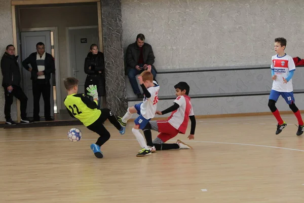 Odessa Ucrânia Dezembro 2019 Meninos Crianças Jogam Mini Futebol Sala — Fotografia de Stock