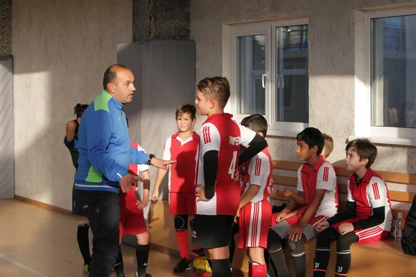 Odessa Oekraïne December 2019 Kleine Jongens Kinderen Spelen Mini Voetbal — Stockfoto