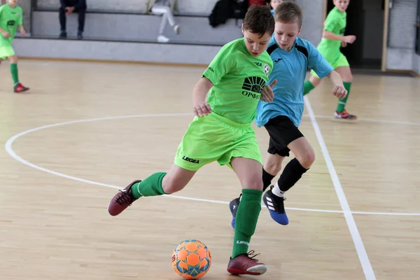 Odessa Ukraine Februar 2020 Kleine Jungen Kinder Spielen Mini Fußball — Stockfoto