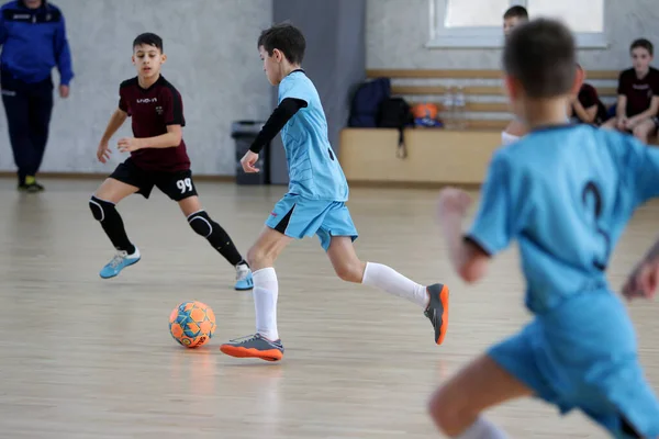 Odessa Ucrania Febrero 2020 Niños Pequeños Niños Juegan Mini Fútbol — Foto de Stock