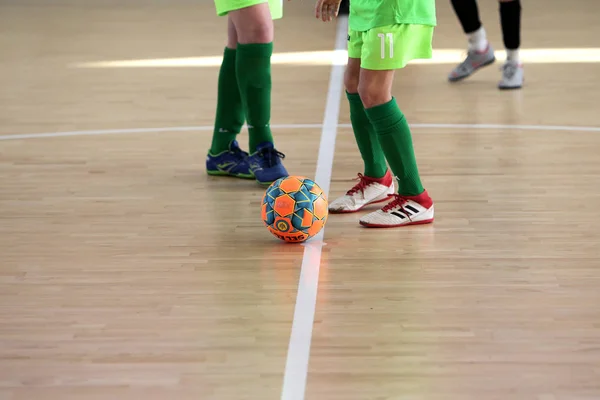 Odessa Ukraine Febr 2020 Little Boys Children Play Mini Football — Stock Photo, Image