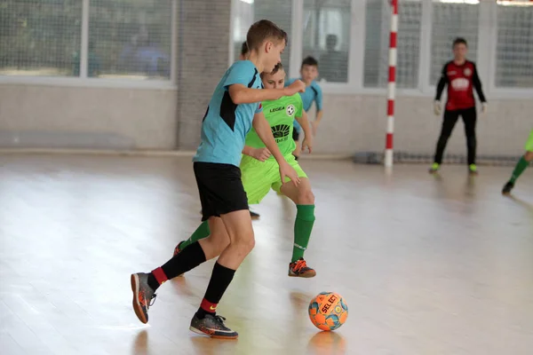 Odessa Ukraine Febr 2020 Little Boys Children Play Mini Football — Stock Photo, Image