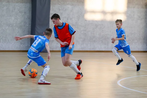 Odessa Ukraine Februar 2020 Kleine Jungen Kinder Spielen Mini Fußball — Stockfoto