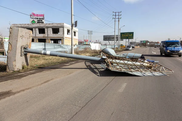 Odessa Ukraine February 2020 Billboard Street Demolished Strong Wind Stormy — 图库照片