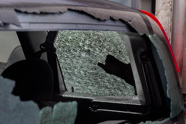 Stłuczone Szkło Samochodowe Wypadku Uszkodzony Wzór Tła Szyby Rozbity Samochód — Zdjęcie stockowe