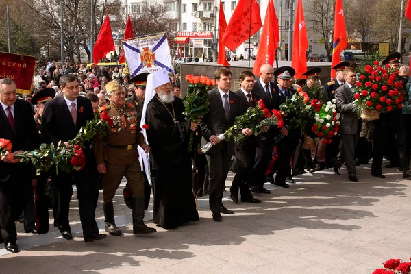 Odessa Ukraine April 2010 Ceremoni Blomster Blomsterkranse Memory Day Sejrsdagen - Stock-foto