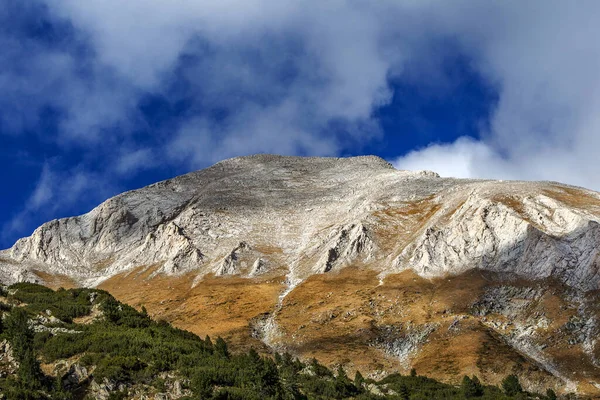 森と曇りの空に覆われた山頂と美しい明るい対照的な山の風景 バルカン山脈 ブルガリア ヨーロッパ — ストック写真