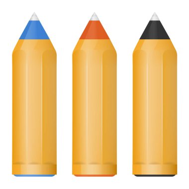 Küçük siyah, kırmızı ve mavi tükenmez kalem vektör