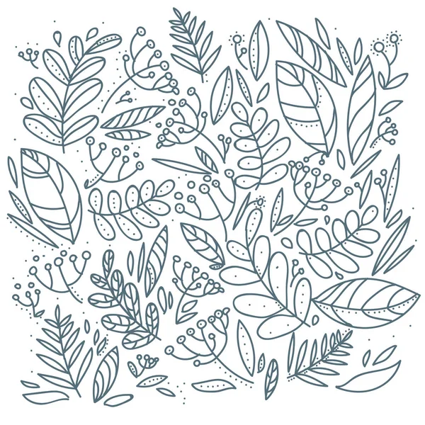 Doodle yaprakları çizilmiş arka plan ver. Vektör çizim