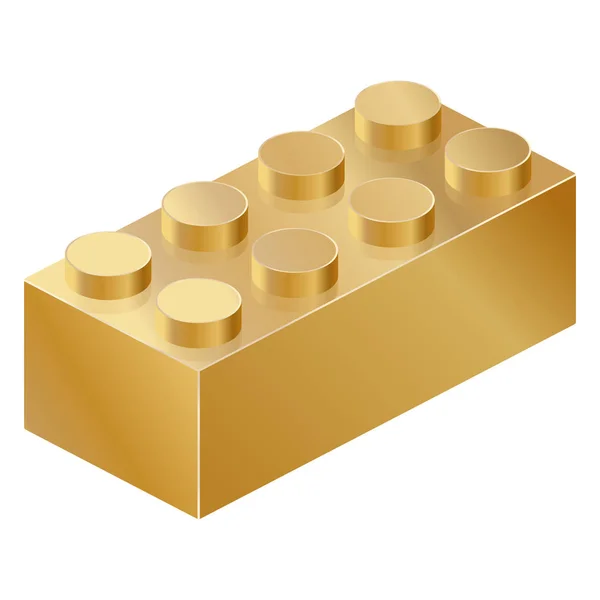 Tijolo construtor isolado dourado. Ilustração isométrica vetorial — Vetor de Stock