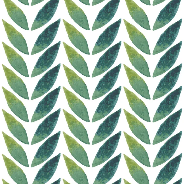 Fondo foral con hojas verdes. Dibujo de acuarela vectorizado . — Vector de stock