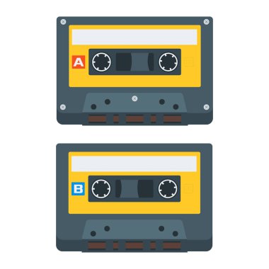 Flat Cassette Tape Icons. Vector Illustration clipart