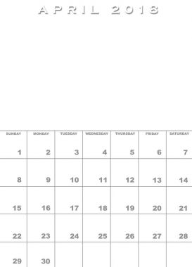 Nisan 2018 Takvim şablonu