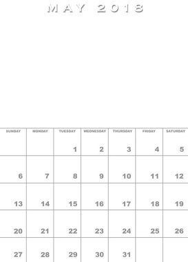 Mayıs 2018 Takvim şablonu
