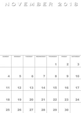 Kasım 2018 Takvim şablonu