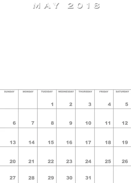 May 2018 calendar template — Stock Photo, Image