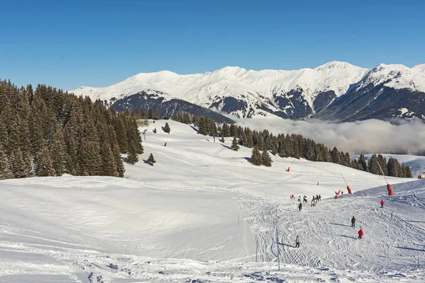 Panoramik bir Alp dağ vadide