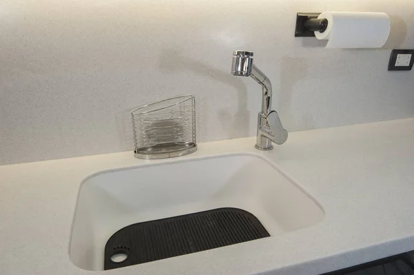 Kitchen interior design of luxury apartment sink — Stock Photo, Image