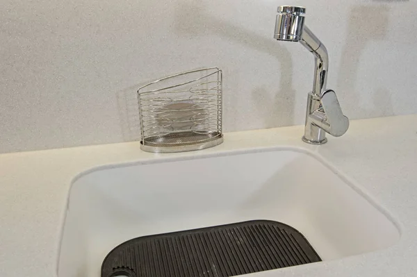 Kitchen interior design of luxury apartment sink — Stock Photo, Image