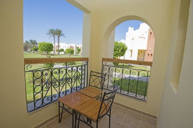 Lüks tropikal otel resort Oda balkondan görüntülemek