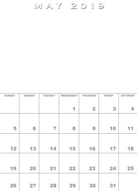 Mayıs 2019 Takvim şablonu