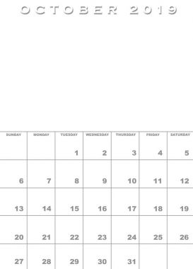 Ekim 2019 Takvim şablonu