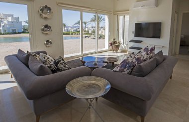 Lüks villa oturma odası iç tasarım