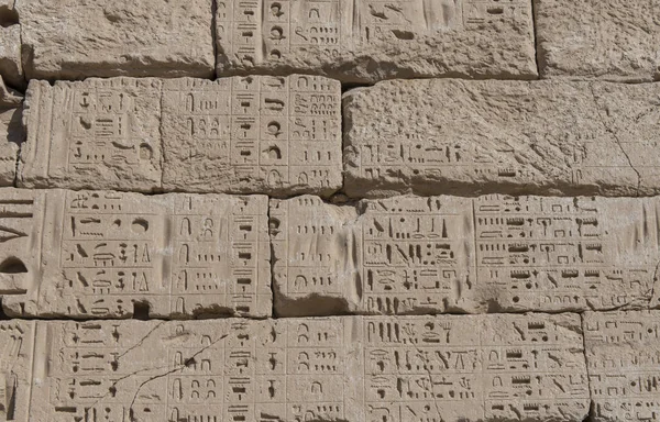 Ιερογλυφική γλυπτά σε έναν τοίχο του αρχαίου αιγυπτιακού ναού — Φωτογραφία Αρχείου