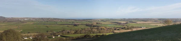 Vista Panoramica Sulla Campagna Rurale Paesaggio Agricolo Con Campi Una — Foto Stock