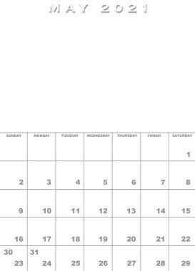 Mayıs 2021 takvim arkaplanı resimler için boşluk ile birlikte