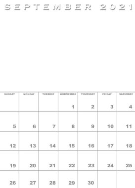 Eylül 2021 takvim arkaplanı ve resimler için alan