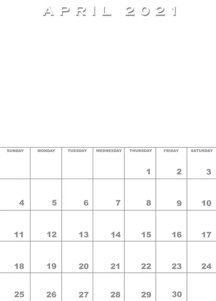 Maand Van April 2021 Kalender Template Achtergrond Met Ruimte Voor — Stockfoto