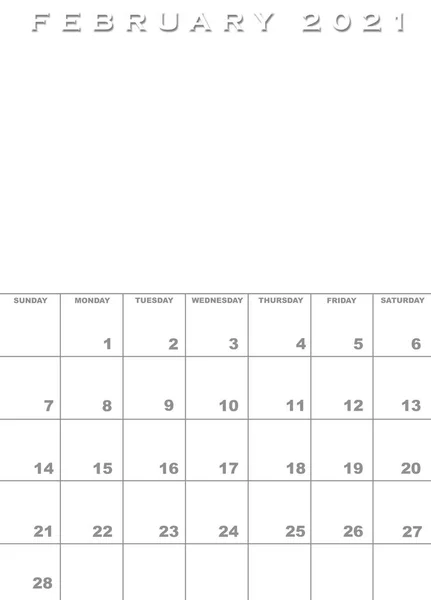 Maand Van Februari 2021 Kalender Template Achtergrond Met Ruimte Voor — Stockfoto