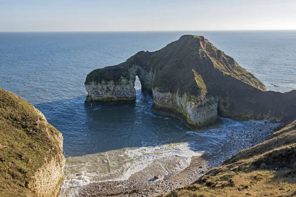 Paysage Scène Côtière Grandes Craies Falaises Littoral Tombant Dans Mer — Photo