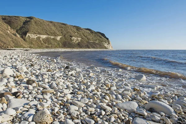 Paysage Scène Côtière Grande Plage Galets Caillouteux Avec Des Craies — Photo