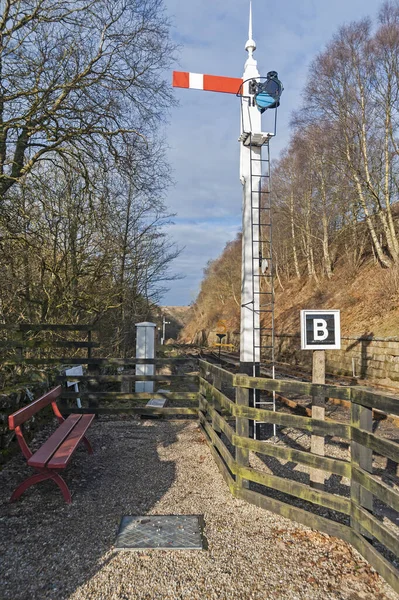 Ancien Signal Ferroviaire Traditionnel Carrefour Points Dans Campagne — Photo