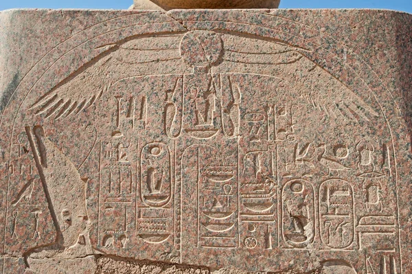 Hieroglypisch Houtsnijwerk Muur Bij Oude Egyptische Tempel Van Karnak Luxor — Stockfoto