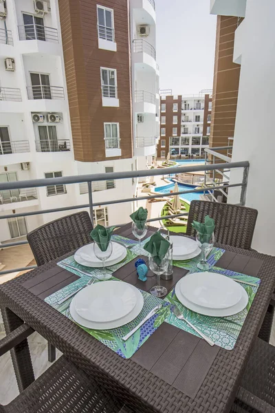 Meubles Terrasse Appartement Luxe Dans Une Station Tropicale Avec Mobilier — Photo