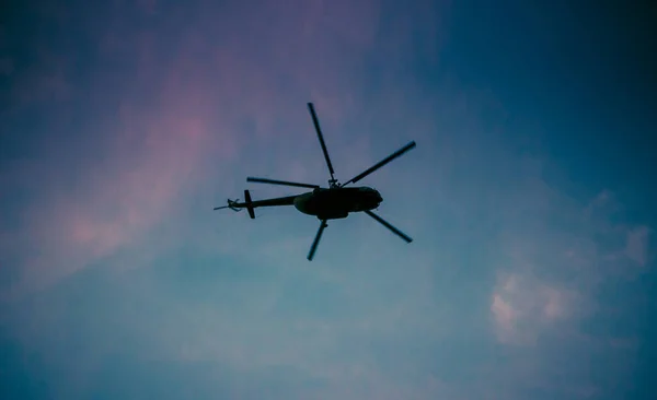 Helicopter Parking Landing Offshore Platform Helicopter Transfer Crews Passenger Work — Stock Photo, Image