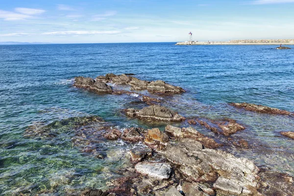 Mediterranean sea and lighhouse — Stock Photo, Image