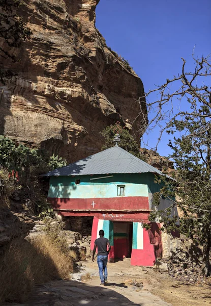 Старая Этиопская Церковь Скалой — стоковое фото