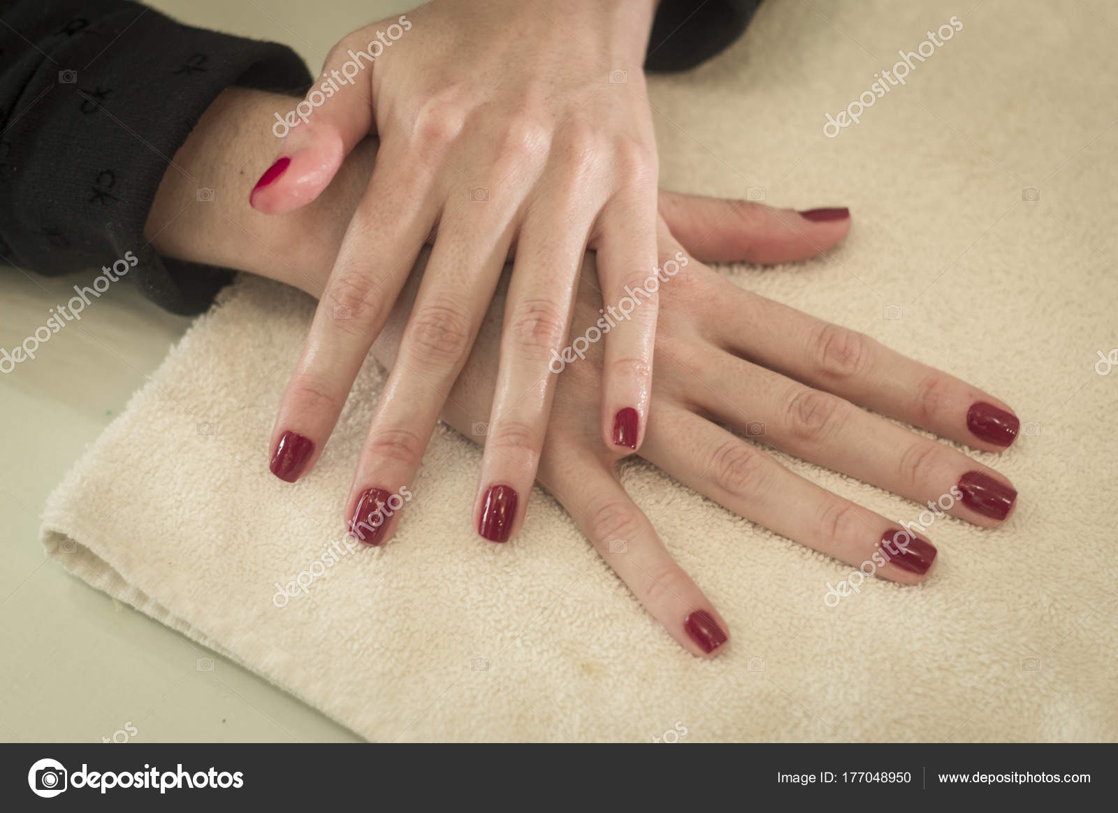 White And Beautiful Hands With Red Nails Thin And Long Fingers Hands Of Pianist Doing Manicure Sensual And Sexy Hands Pink And Delicate Skin Stock Photo C Ceibaluis Hotmail Com 177048950